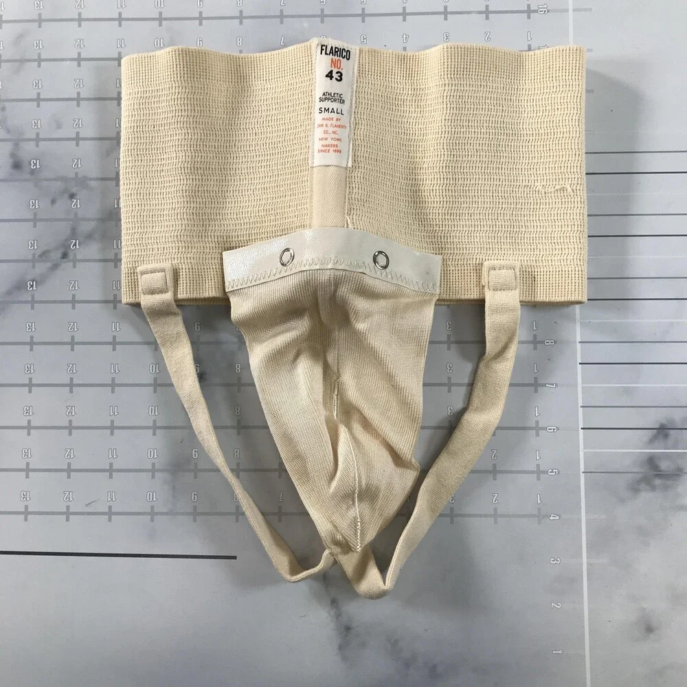 Vintage Flarico Athletic Supporter Jockstrap Mens Small Beige Style 43 Cup USA